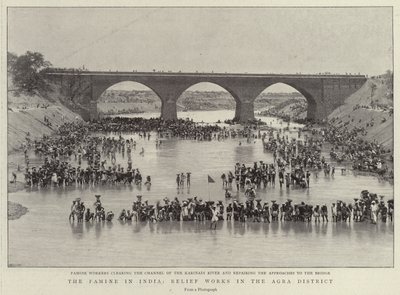 The Famine in India, Relief Works in the Agra District by English Photographer